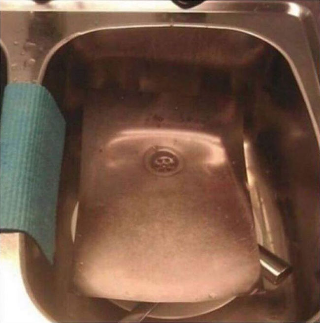 Life hack: Instead of cleaning them, print out a picture of a clean sink and place it on top of the dirty dishes