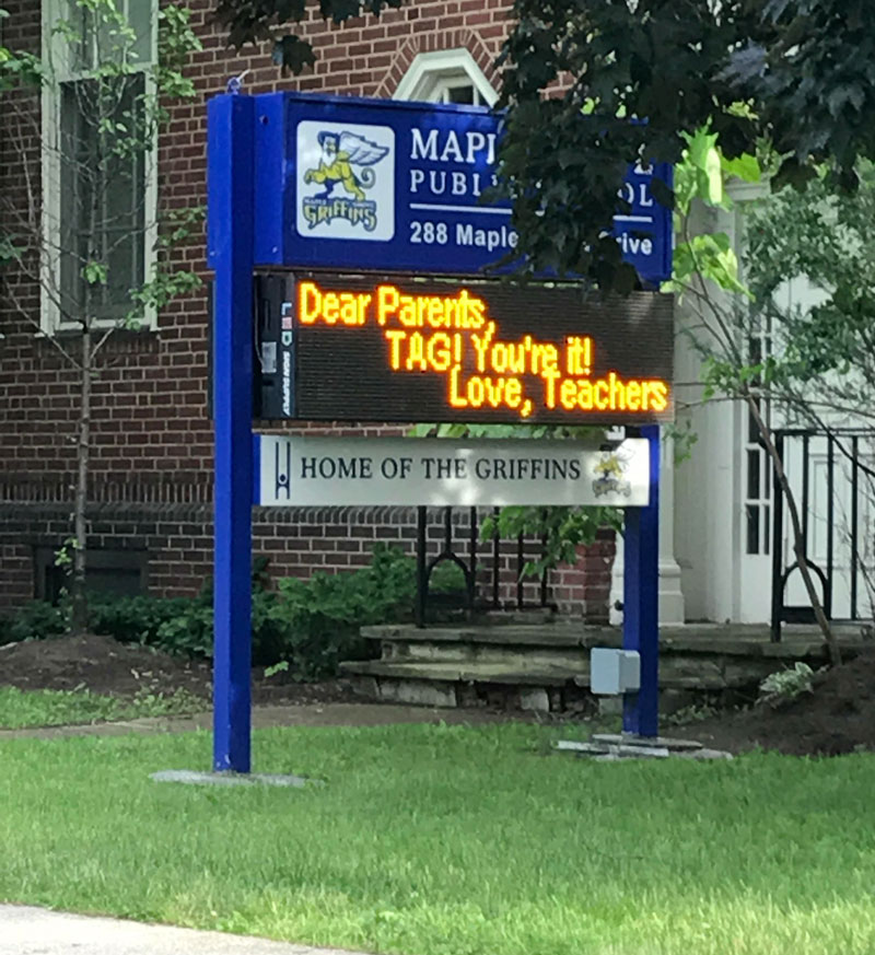 Sign outside my kids school
