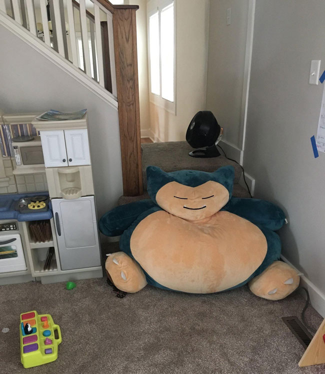 At my house we use snorlax as a baby gate. Let’s just hope the baby never finds the Pokéflute