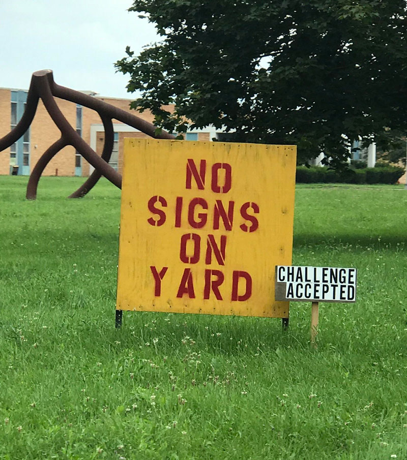 No signs on yard