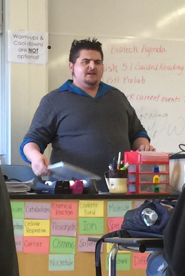 My substitute teacher looks like a cross of Wolverine and The Penguin