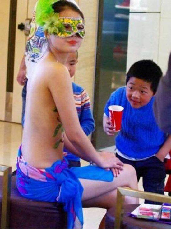 >This kid really loves body paint