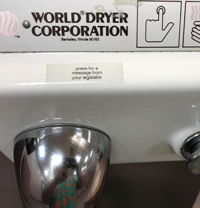 This sticker on the hand dryer