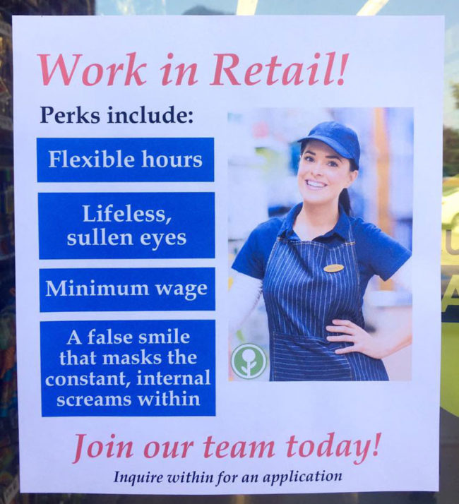 Work in retail!