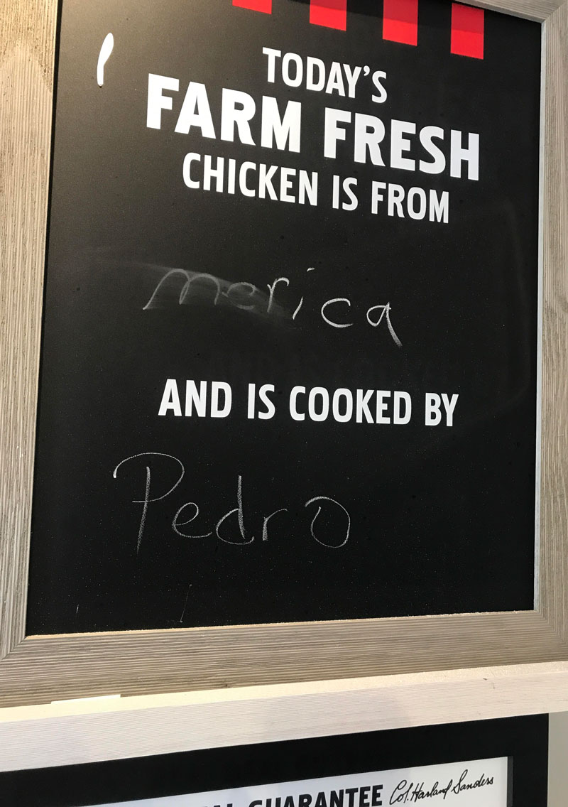 Seen at a local KFC..