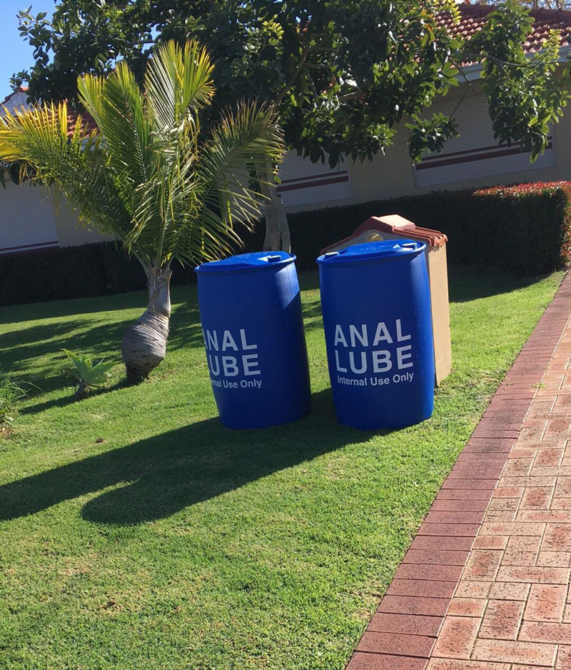 Come home from work one day and seen these two barrels outside our neighbors front lawn
