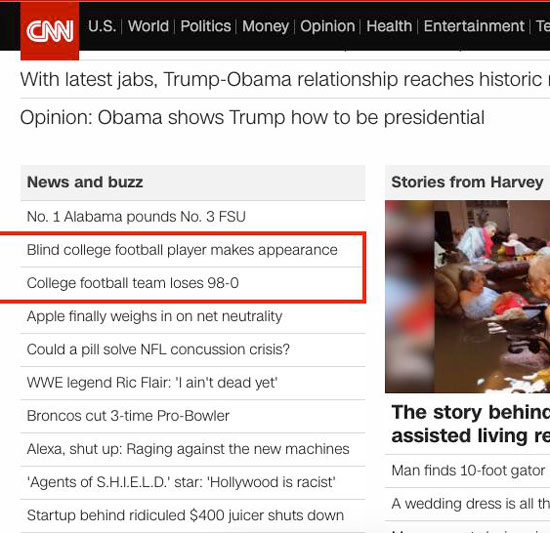 Poor headline placement on CNN