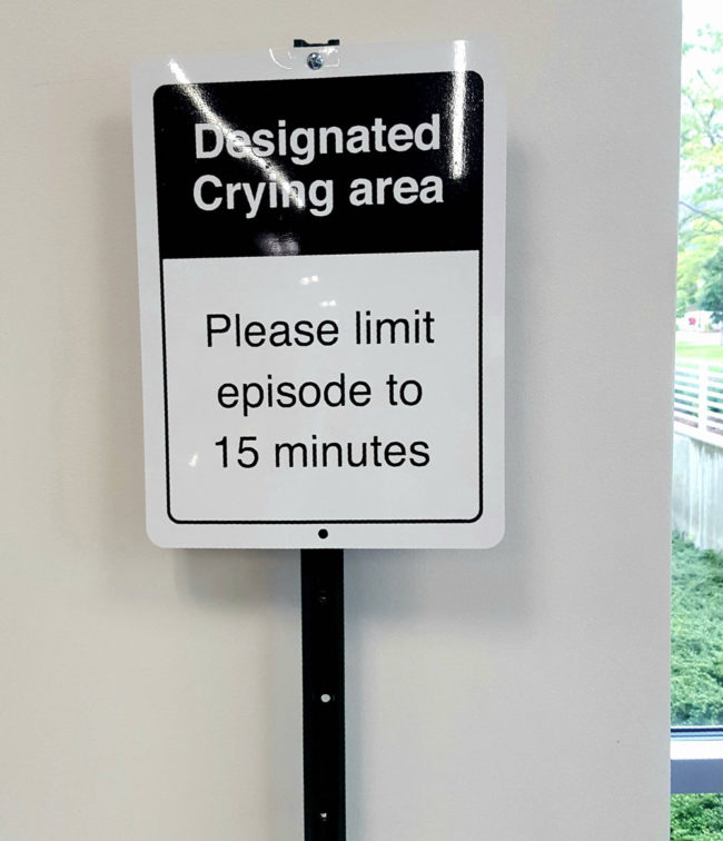Designated crying area in my university's testing center