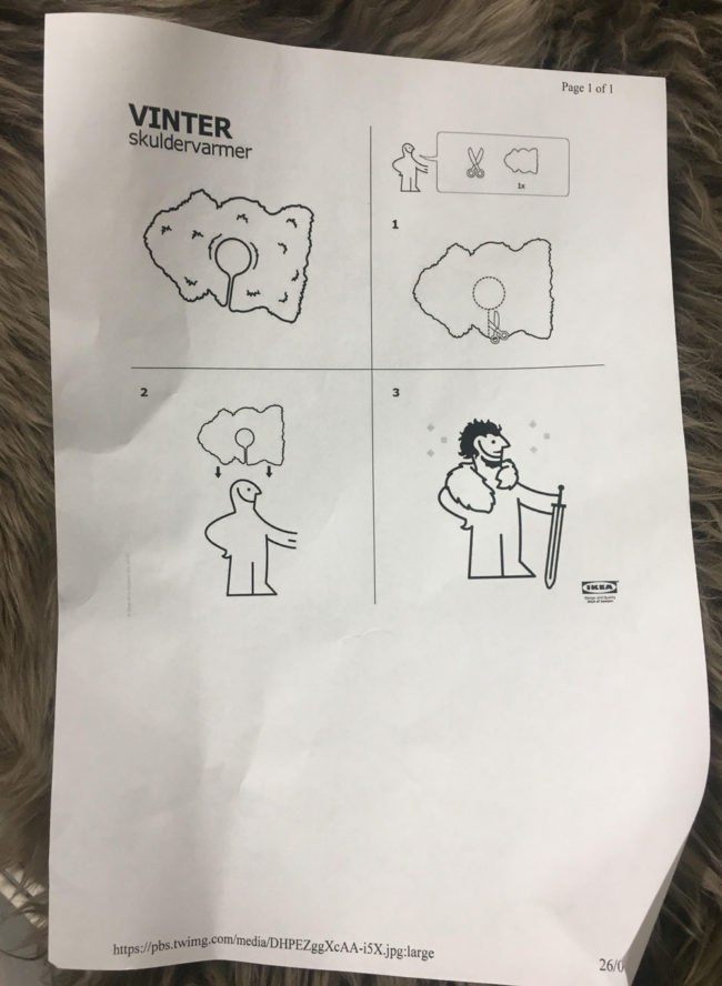 Found these instructions next to the fur rugs in Ikea Glasgow