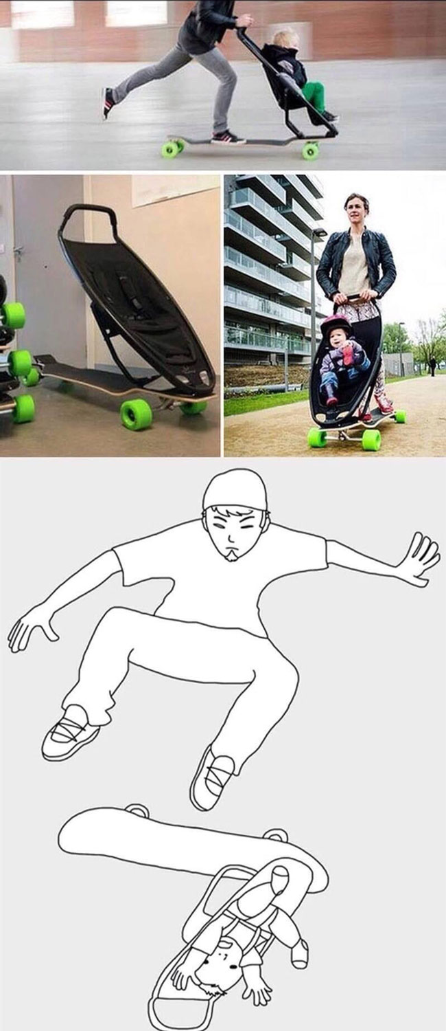 New Skateboard Baby Stroller