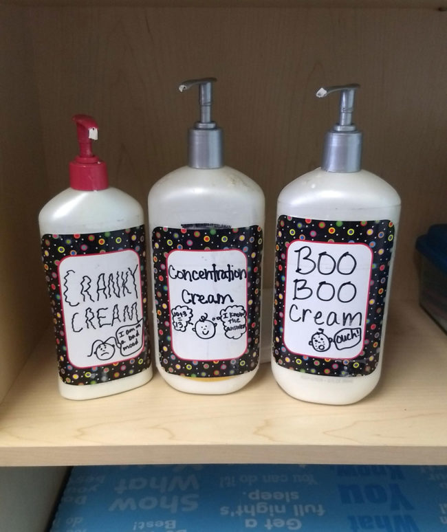 Found in my kid's classroom. All the same lotion. Brilliant