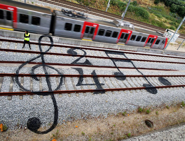 Train track graffiti in Portugal