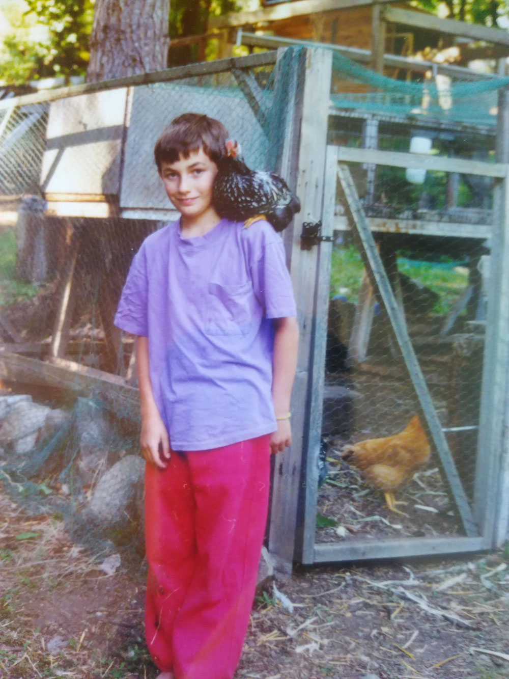 When I was a kid I had a pet rooster called Stanley, who I trained to sit on my shoulder. My mum dug up this photo of us the other day
