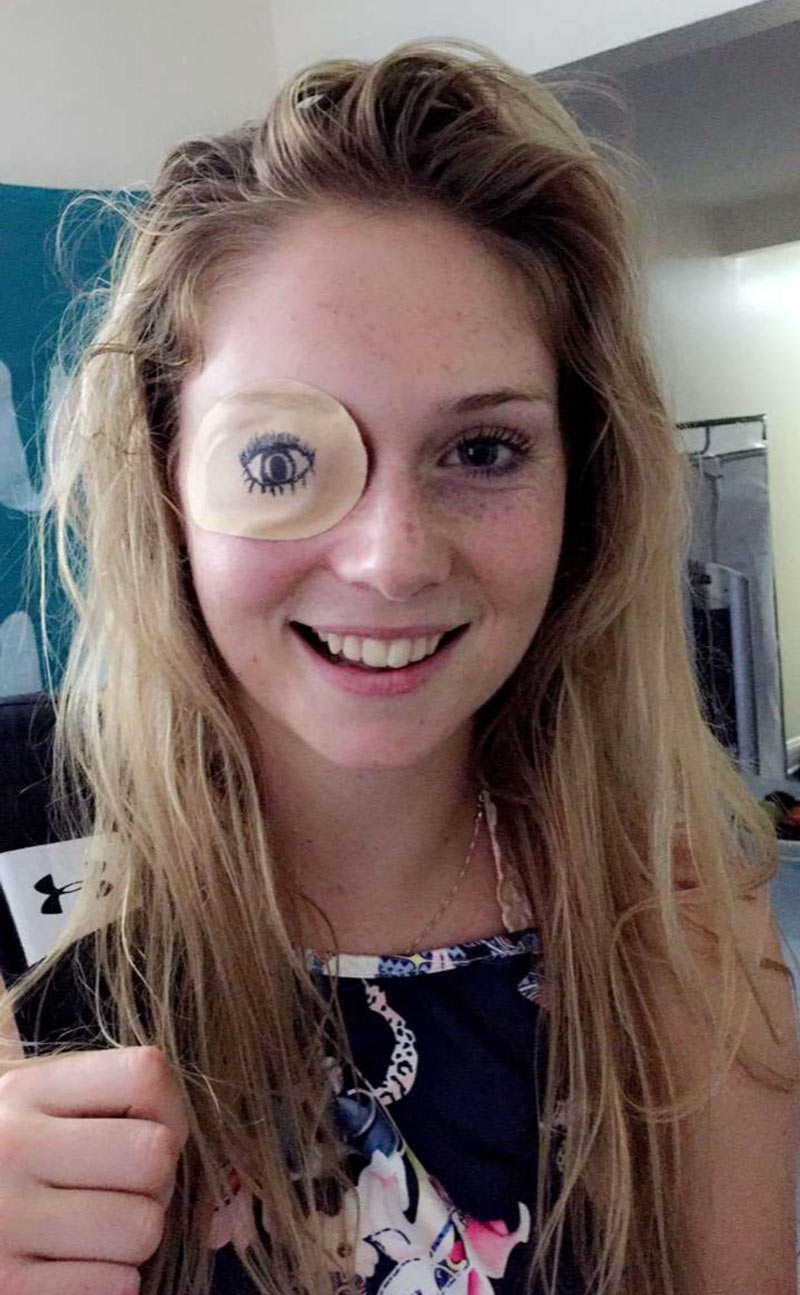 My girlfriends friend got poked in the eye and needed an eye patch. Her friends didn't want her to feel self conscious going out in public so...