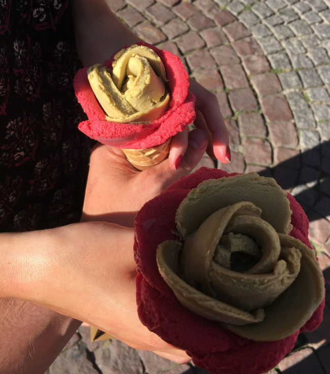 Went to Strasbourg, France with my wife and found a gelato shop that shapes your serving into a rose. Raspberry and pistachio