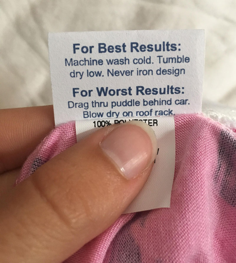 The Washing Instructions on my Shorts