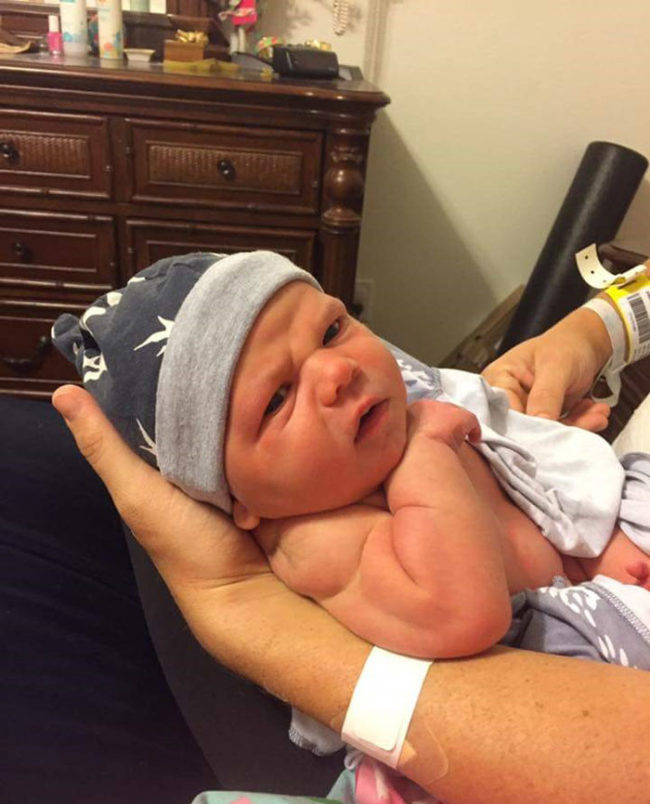My friend's baby looks like he just got done working out
