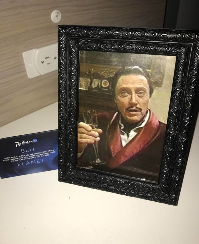 My hotel had a “special requests” box when reserving. I told them I feel more at home with a framed photo of Christopher Walken