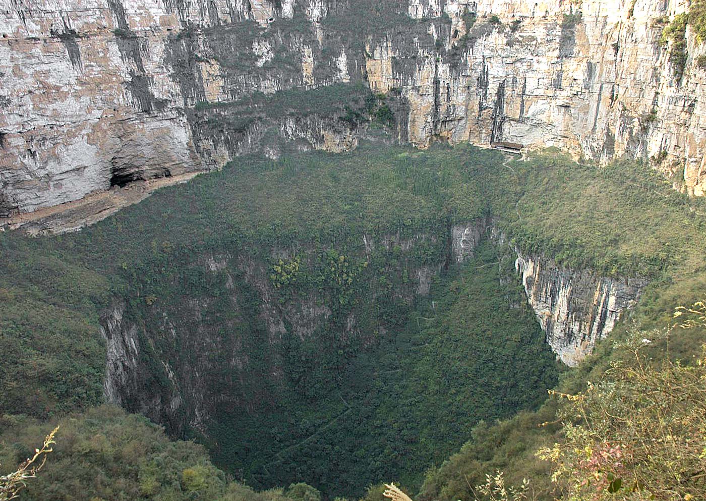 Heavenly pit, world's deepest sinkhole in China