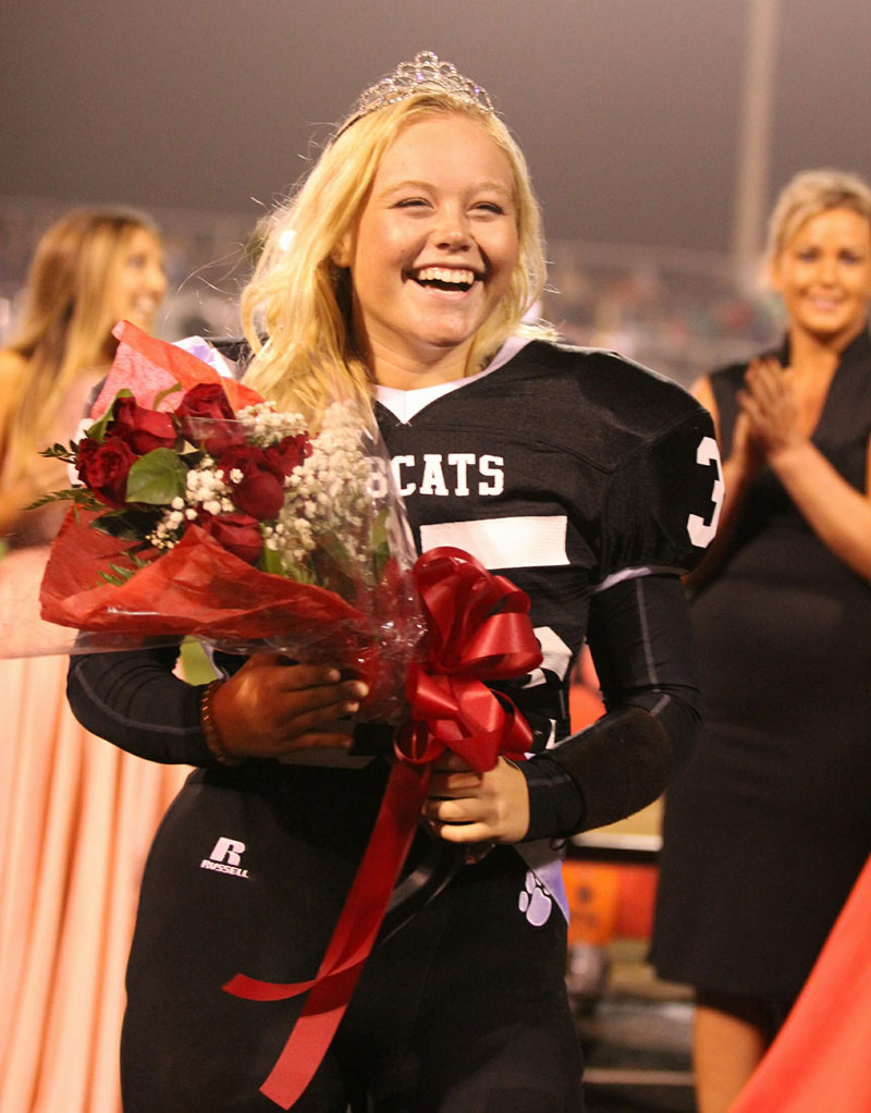 high school in Michigan just elected its only female varsity football player as Homecoming Queen (she's a linebacker!)