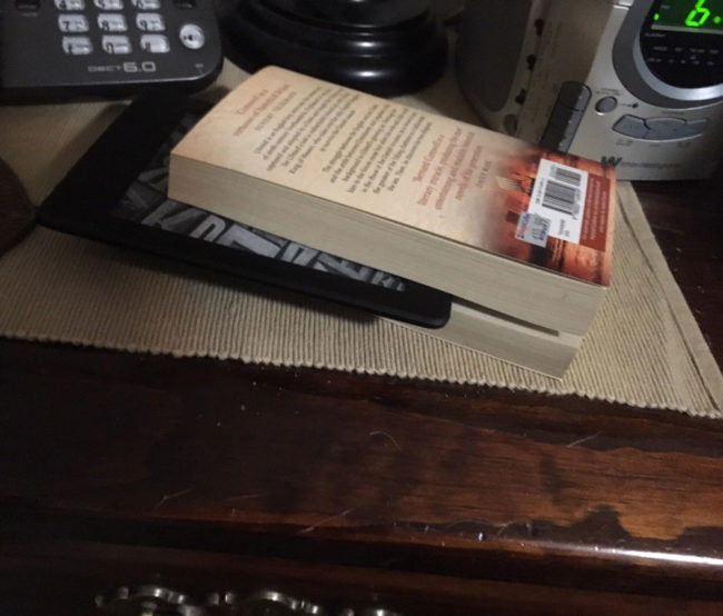 My dad likes reading so I got him a Kindle for is birthday. He's using it as a bookmark
