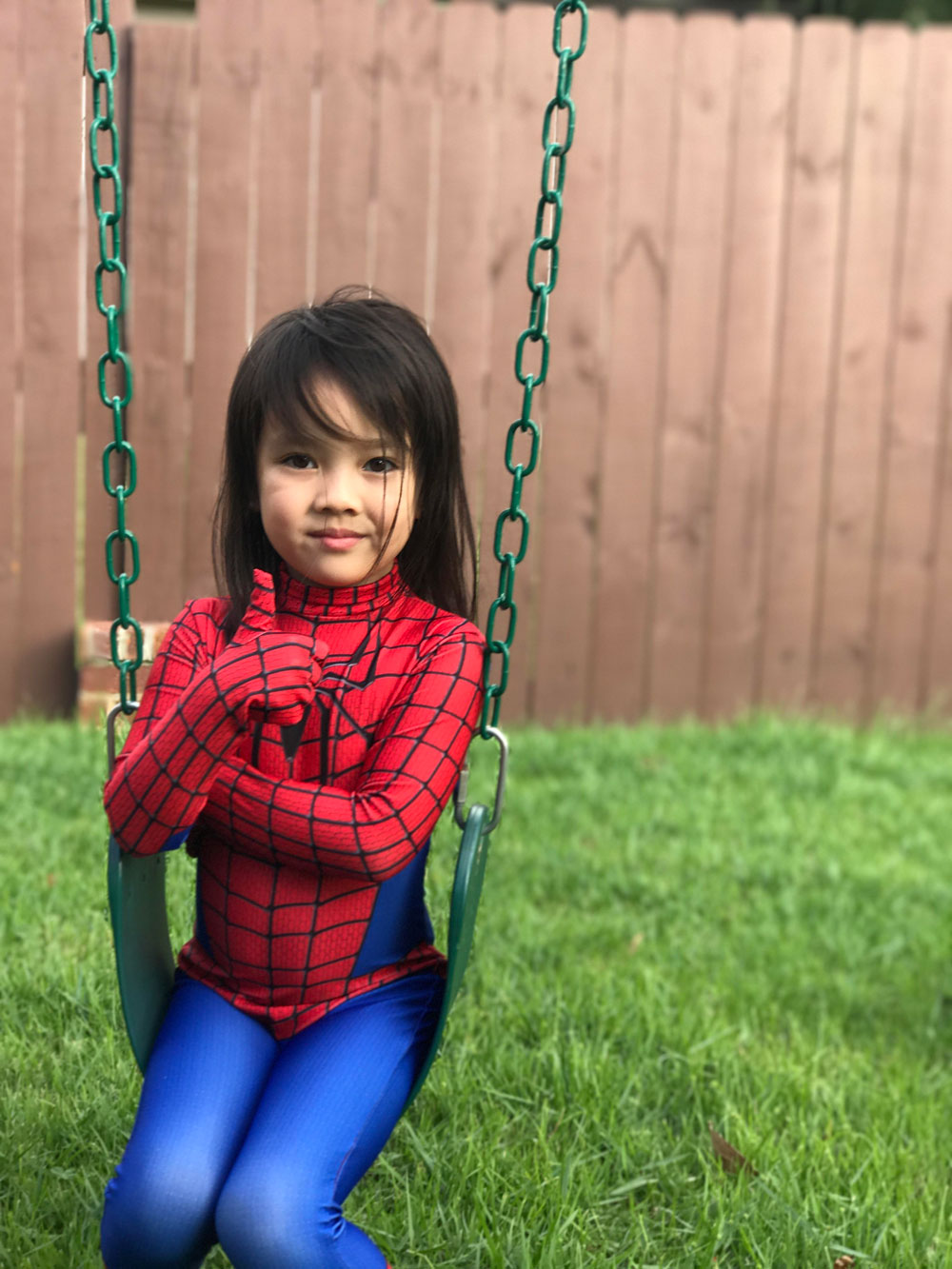 My daughter pulls off spider-man so well