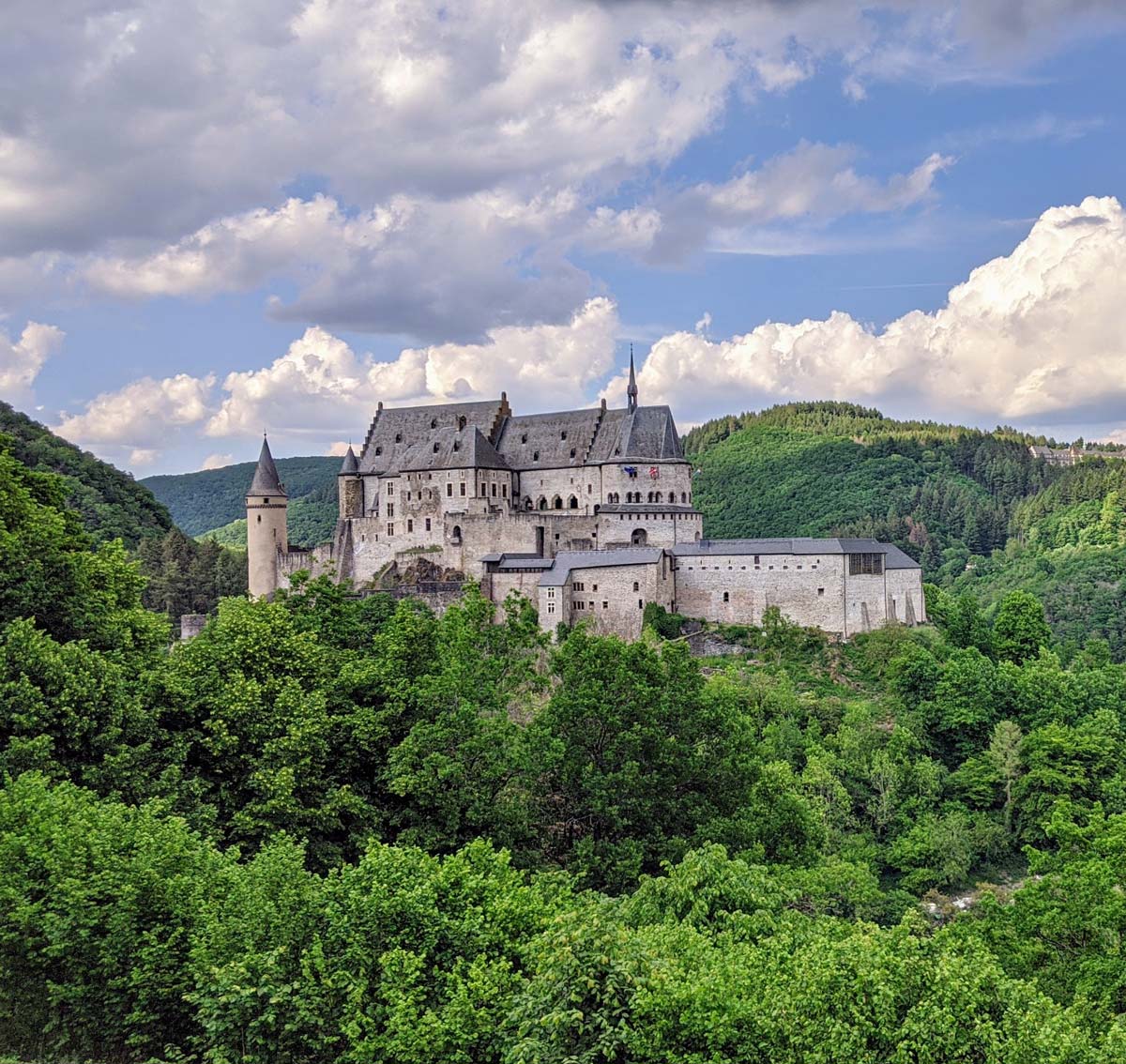The Castle of Vianden, in the forested hills of the Ardennes, Luxembourg