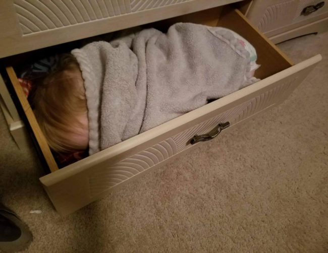 My wife called, freaking out that she woke up and couldn't find our daughter... Then she sent me this