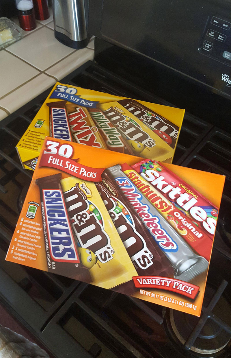 Finally able to fulfill a promise to my younger-self. We are handing out full size candy bars this year!