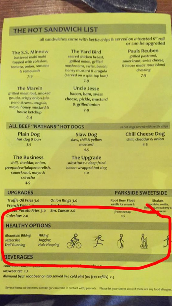 The "healthy options" at a local burger joint