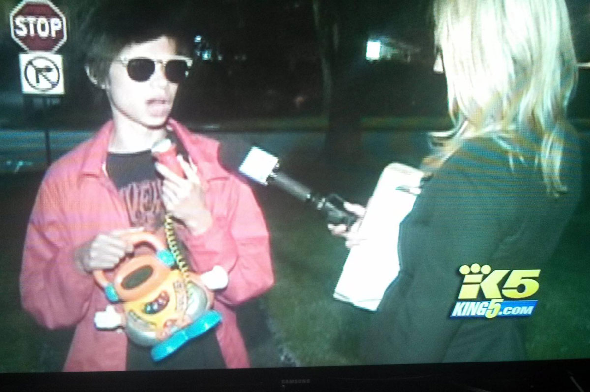 This kid got caught drinking at a party was interviewed by a local news station, he brought his own microphone...