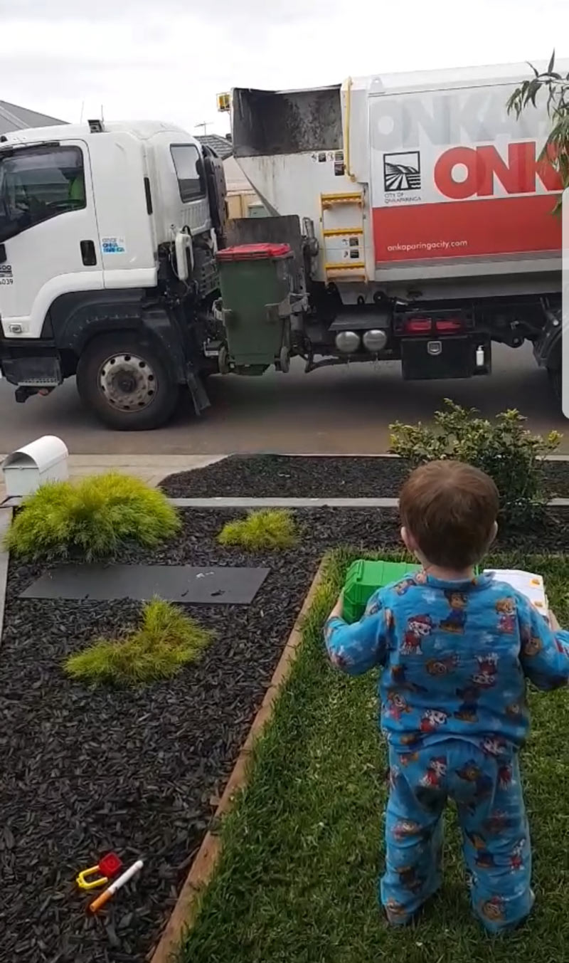 My son looks forward to the garbage truck all week. The garbo gives him a thumbs up and a toot every week. They make each other's week