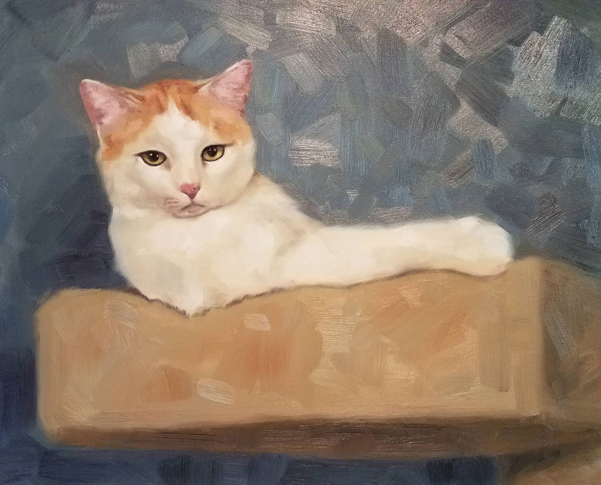 I just finished this painting of my cat, Ralph. This is the look he gives me when he is tired of my crap