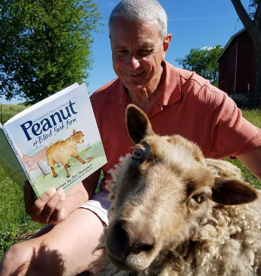 Meet Peanut, my dad's sheep. She's blind but she's the happiest sheep ever. My dad wrote a children's book about her!