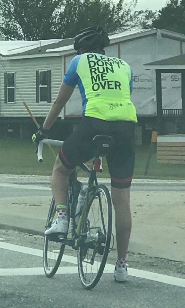 This guys shirt this morning in traffic