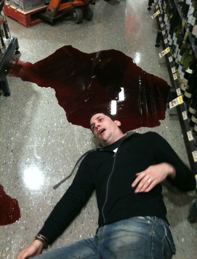 A red wine accident at our local bottle shop...