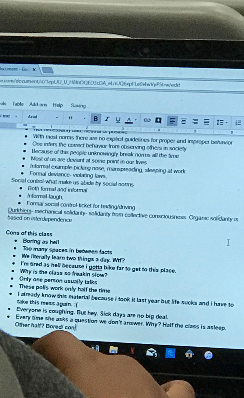 Roommate snapped this pic of a guy taking notes in class