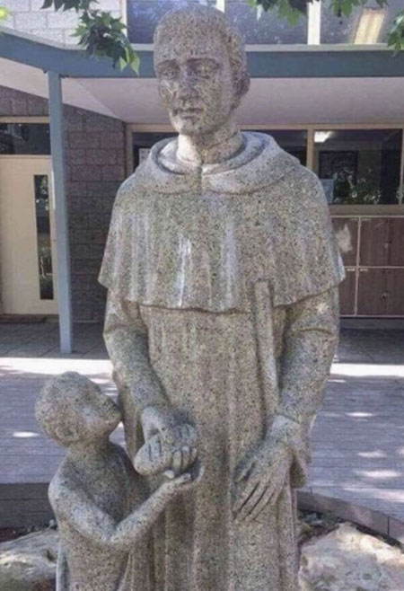 Australian Catholic high school unveiled and then quickly covered up this new statue with an unfortunate design