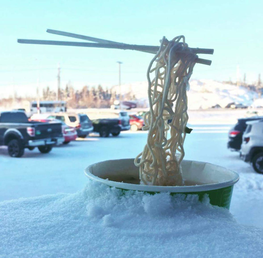 Ramen noodles at -30, Yellowknife, Northwest Territories