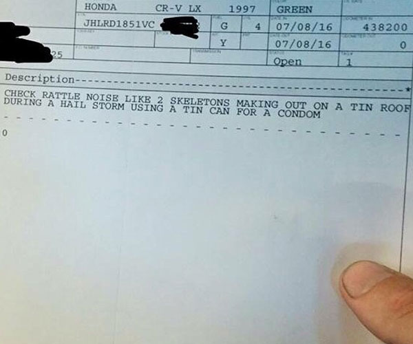 Service adviser wrote word for word what the customer said