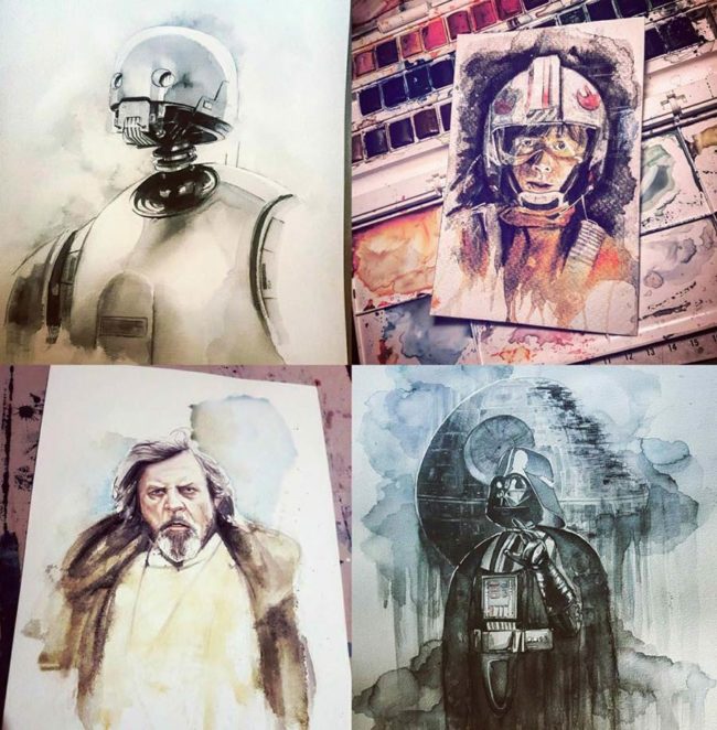 Some Star Wars watercolors I completed this year