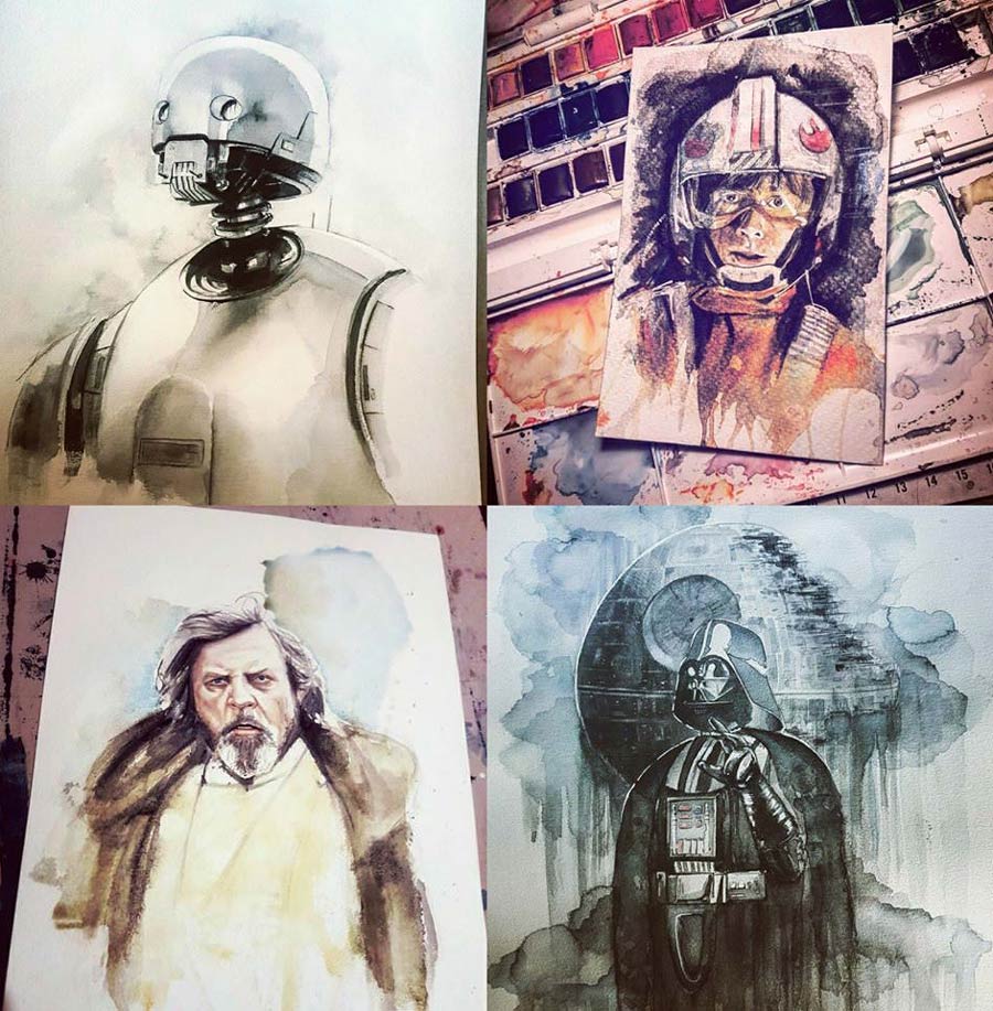 Some Star Wars watercolors I completed this year