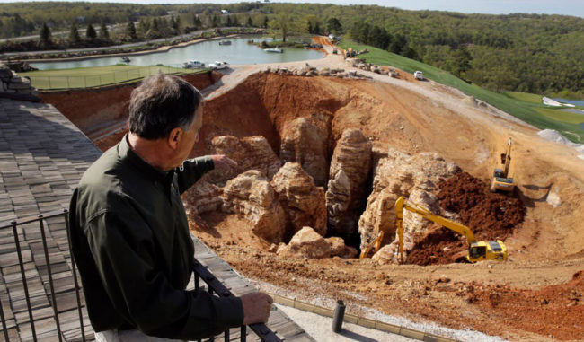 A cavern system, discovered after a sink hole formed on a golf course