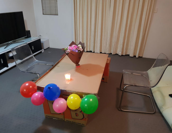 When you have just moved house and it's your girlfriend's birthday