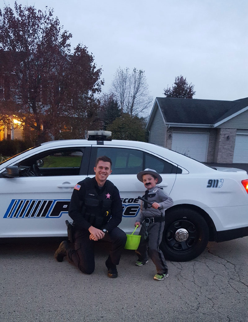 2 local police were nice enough to stop and admire my sons costume. Made his day