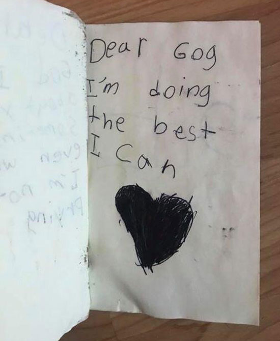 My GF wrote this letter to god when she was five