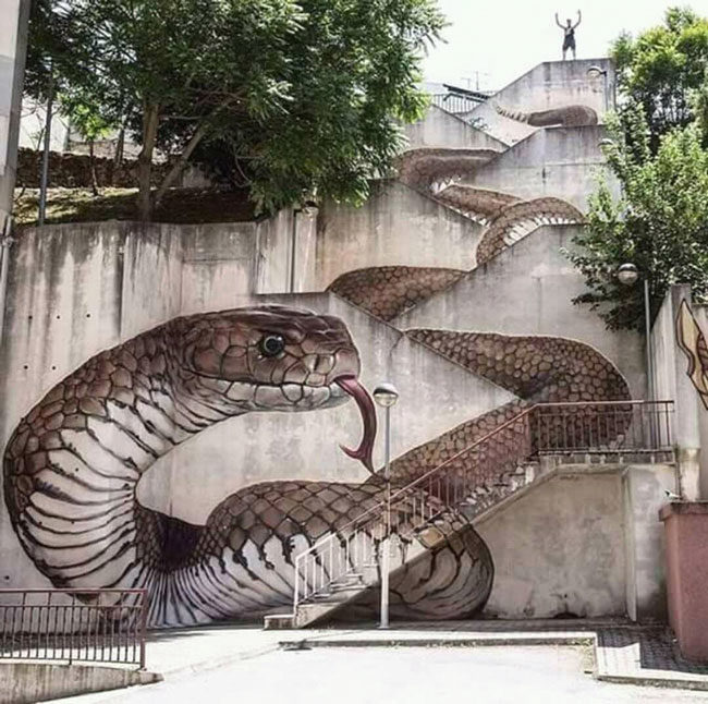 Beautiful street art in Guarda, Portugal