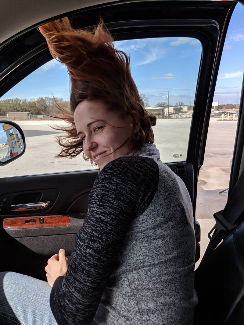My wife was getting out of the truck when the wind was blasting super fast