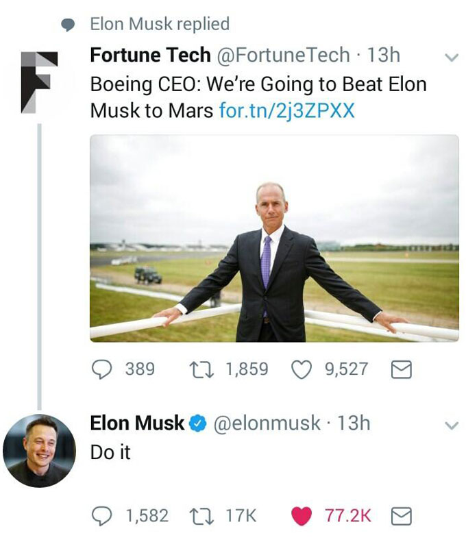 Elon's reply