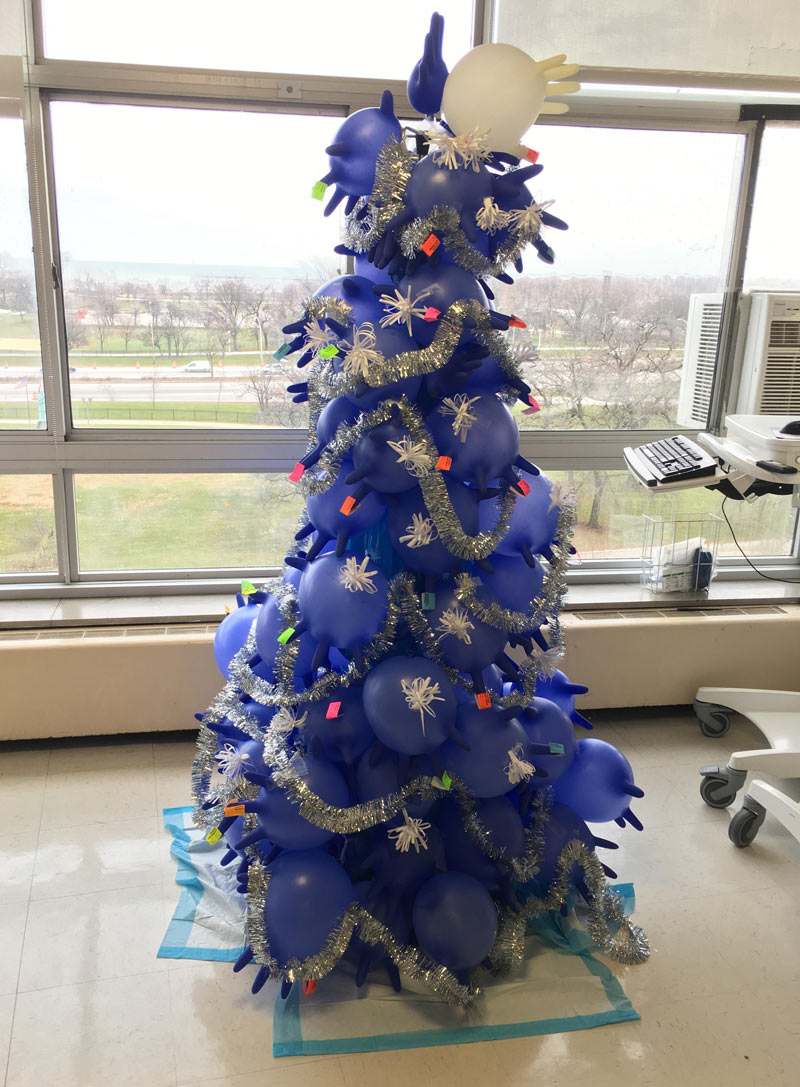 This is what you get for a Christmas tree with limited resources in a hospital